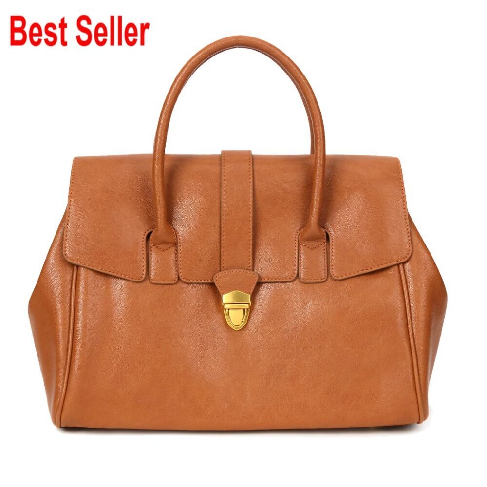 Faux Leather Tote Bag Large Capacity Work Handbag Top Handle